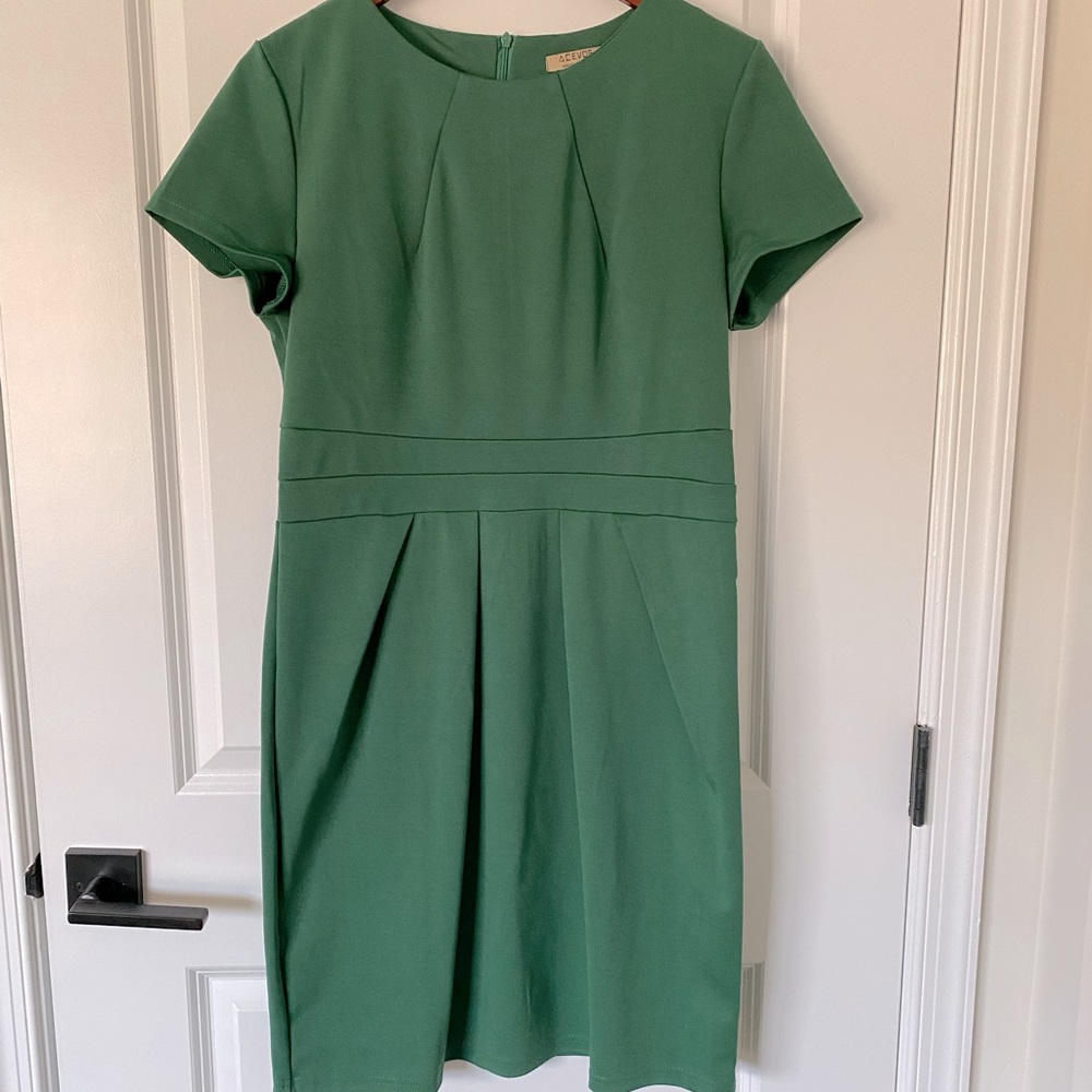Emerald Green A Line Mid Length Dress